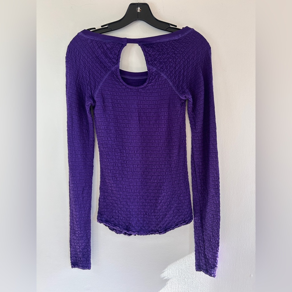 Y2K Free People Fitted Thermal Scoop Neck Top 2000s Layer Indie Boho Mall Goth S - Picture 9 of 13